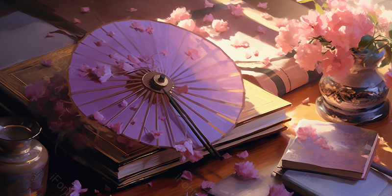 紫红色中国风唯美折扇绣球花簇手绘插画背景,插画/手绘图,插画/手绘图库,插画/手绘图下载,插画/手绘